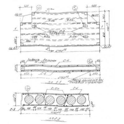 Панели перекрытий П 9 м (Проект 1-467 А) Панели перекрытий П 9 м (Проект 1-467 А)