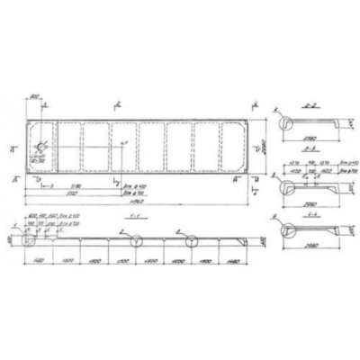 Плиты ребристые 1ПВ 12-1 АIIIвп-10 п (1.465.1-3/80)