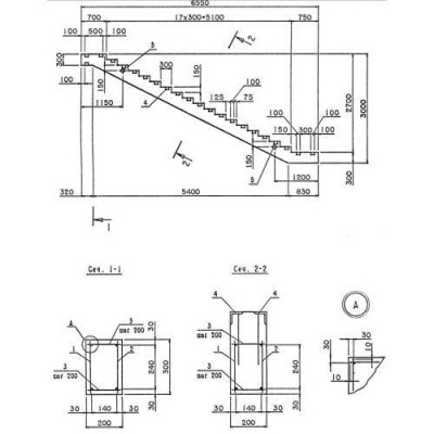 Косоуры лестничных сходов КЛ 655-270 Косоуры лестничных сходов КЛ 655-270