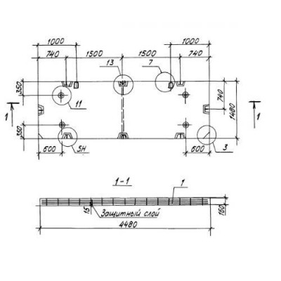 Панели перекрытий сплошные П 45-15-16-3 Панели перекрытий сплошные П 45-15-16-3