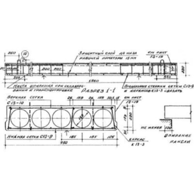 Панели с круглыми пустотами ПКУ 59-10 АIV Панели с круглыми пустотами ПКУ 59-10 АIV